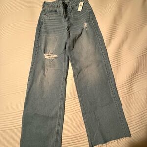 Distressed Old Navy Sky High Wide Leg Blue Women's Jeans